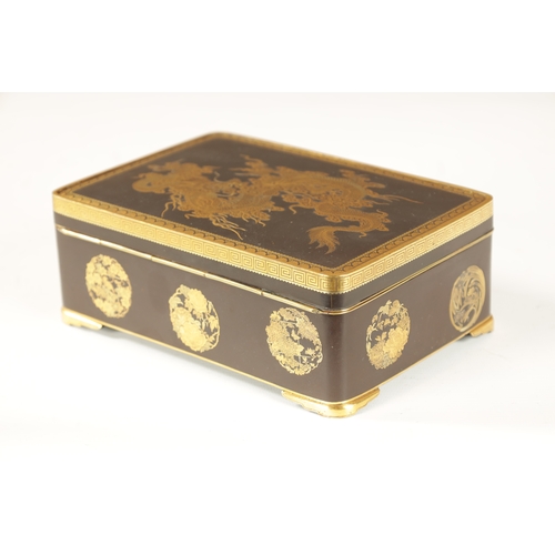 115 - A FINE JAPANESE MEIJI-PERIOD IRONWORK INLAID BOX BY KOMAI finely decorated with mixed metals depicti... 