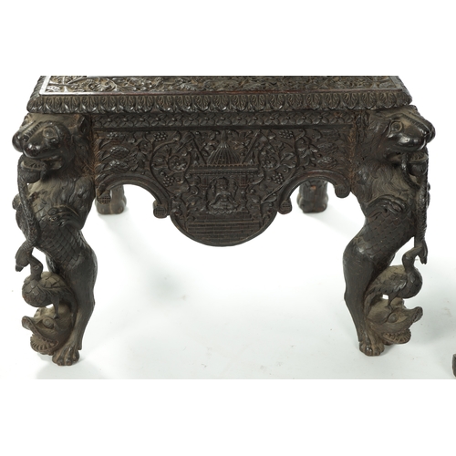 155 - AN IMPRESSIVE MATCHED PAIR OF 19TH CENTURY ANGLO INDIAN HARDWOOD SIDE CHAIRS with profusely carved d... 