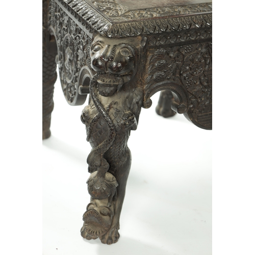 155 - AN IMPRESSIVE MATCHED PAIR OF 19TH CENTURY ANGLO INDIAN HARDWOOD SIDE CHAIRS with profusely carved d... 