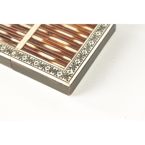 172 - A MID 19TH CENTURY VIZAGAPATAM ANGLO INDIAN IVORY AND PORCUPINE QUILL CARD CASE with floral pen work... 