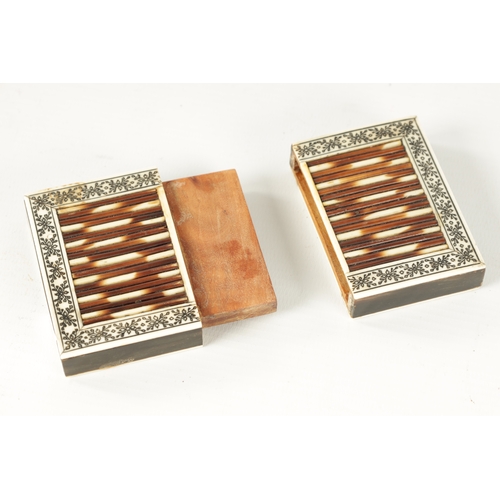 172 - A MID 19TH CENTURY VIZAGAPATAM ANGLO INDIAN IVORY AND PORCUPINE QUILL CARD CASE with floral pen work... 