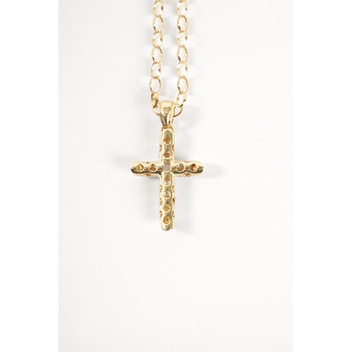 192 - A 9CT YELLOW GOLD AND DIAMOND ENCRUSTED PENDANT NECKLACE with canted cross setting on an oval open l... 