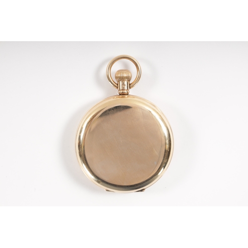 214 - J.W. BENSON, LONDON. A 9CT GOLD OPEN FACED POCKET WATCH the enamel dial with Roman numerals and subs... 