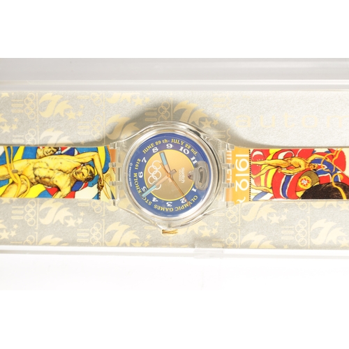 218 - A COLLECTION OF FIVE SPECIAL EDITION SWATCH WATCHES celebrating the Olympic Games, all unused and in... 