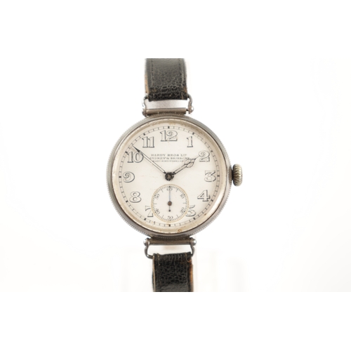 223 - OF AUSTRALIAN INTEREST. A WWI SILVER CASED TRENCH WATCH SIGNED ‘HARDY BROS. LTD. SYDNEY AND BRISBANE... 