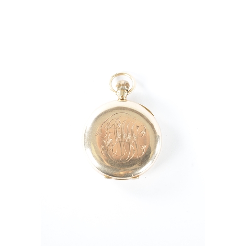 233 - AN EARLY 20TH CENTURY 12CT GOLD OPEN FACE POCKET WATCH NO 18459 with Roman chapter ring and subsidia... 