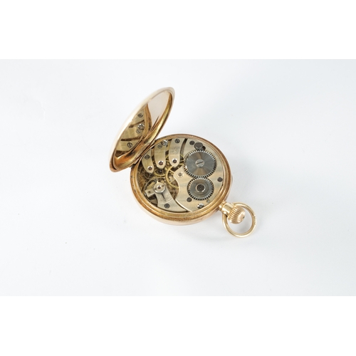 233 - AN EARLY 20TH CENTURY 12CT GOLD OPEN FACE POCKET WATCH NO 18459 with Roman chapter ring and subsidia... 