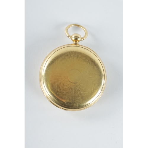 237 - JAMES MCCABE, ROYAL EXCHANGE, LONDON. AN 18CT GOLD OPEN FACED POCKET WATCH the back cover with guill... 