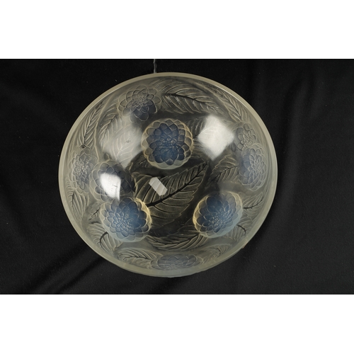 24 - AN R. LALIQUE CLEAR, FROSTED AND OPALESCENT 'DAHLIAS NO. 1' CIRCULAR GLASS BOWL moulded with dahlia ... 