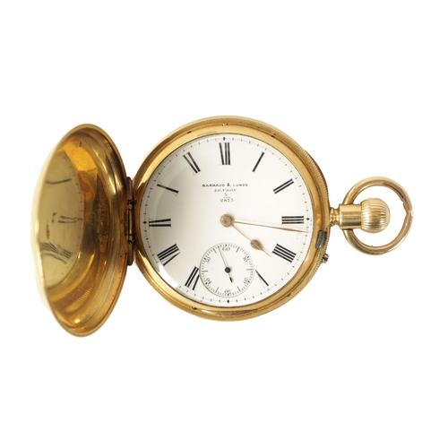 240 - BARRAUD & LUNDS, CORNHILL, LONDON. AN 18CT GOLD FULL HUNTER POCKET WATCH with guilloche engraved spr... 