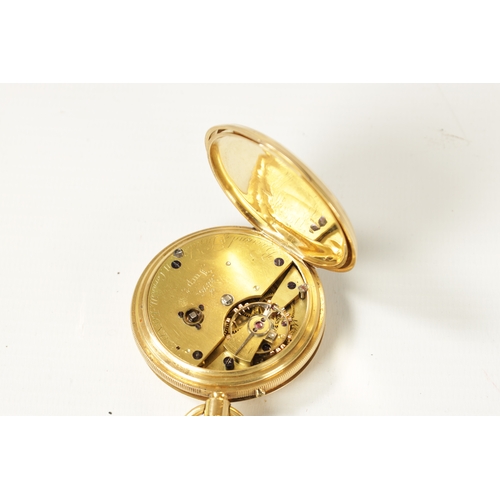 240 - BARRAUD & LUNDS, CORNHILL, LONDON. AN 18CT GOLD FULL HUNTER POCKET WATCH with guilloche engraved spr... 