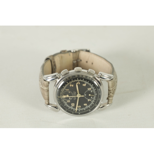 241 - A STEEL ULYSSE NARDIN CHRONOGRAPH WRISTWATCH the steel case with decorative lugs enclosing a black d... 