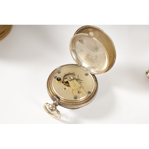 243 - A COLLECTION OF EIGHT SILVER CASED OPEN FACE GENTLEMAN’S POCKET WATCHES with key wound chain driven ... 