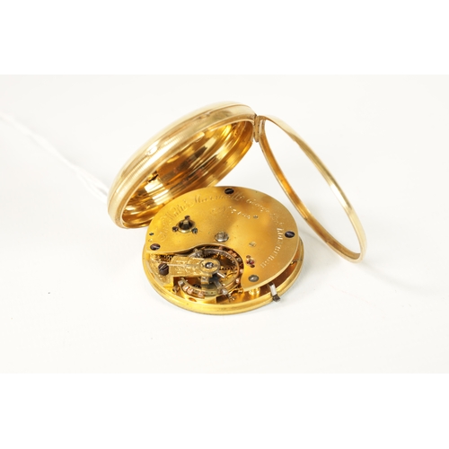 257 - J. WALTER MARSHALL, GEORGE ST. EDINBURGH. A SCOTTISH 18CT GOLD OPEN FACED POCKET WATCH having a guil... 