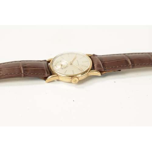 259 - A GENTLEMAN’S 9CT GOLD MOVADO WRISTWATCH with gold buckle and later crocodile leather strap. The gol... 