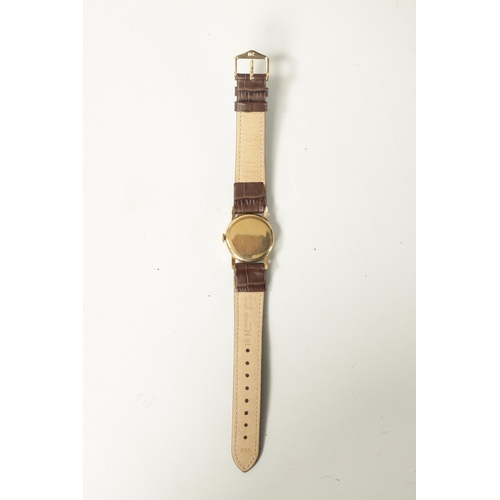 259 - A GENTLEMAN’S 9CT GOLD MOVADO WRISTWATCH with gold buckle and later crocodile leather strap. The gol... 