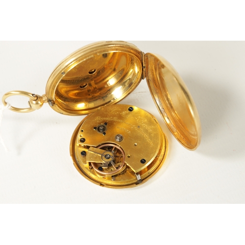 264 - JAMES MCCABE, ROYAL EXCHANGE, LONDON. AN 18CT GOLD FULL HUNTER POCKET WATCH the sprung cover conceal... 