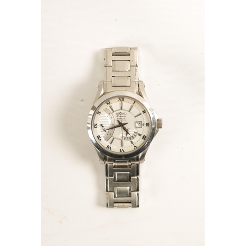 267 - A GENTLEMAN’S STEEL SEIKO PREMIER KINETIC DIRECT DRIVE WRISTWATCH the silvered dial with Roman numer... 