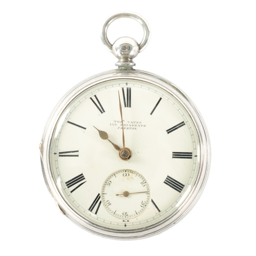 271 - A 19TH CENTURY SILVER OPEN FACE KEY-WIND POCKET WATCH BY THOMAS YATES OF PRESTON with cream enamel d... 