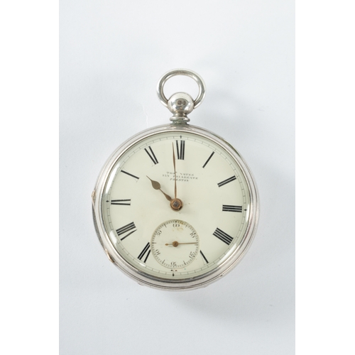 271 - A 19TH CENTURY SILVER OPEN FACE KEY-WIND POCKET WATCH BY THOMAS YATES OF PRESTON with cream enamel d... 