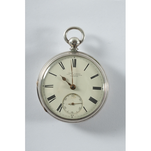 271 - A 19TH CENTURY SILVER OPEN FACE KEY-WIND POCKET WATCH BY THOMAS YATES OF PRESTON with cream enamel d... 