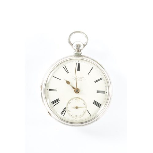 271 - A 19TH CENTURY SILVER OPEN FACE KEY-WIND POCKET WATCH BY THOMAS YATES OF PRESTON with cream enamel d... 