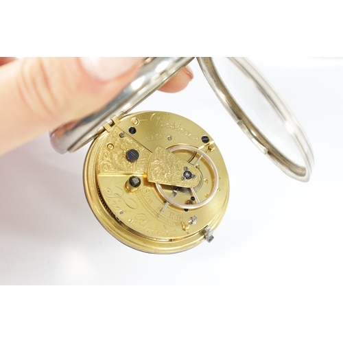 271 - A 19TH CENTURY SILVER OPEN FACE KEY-WIND POCKET WATCH BY THOMAS YATES OF PRESTON with cream enamel d... 