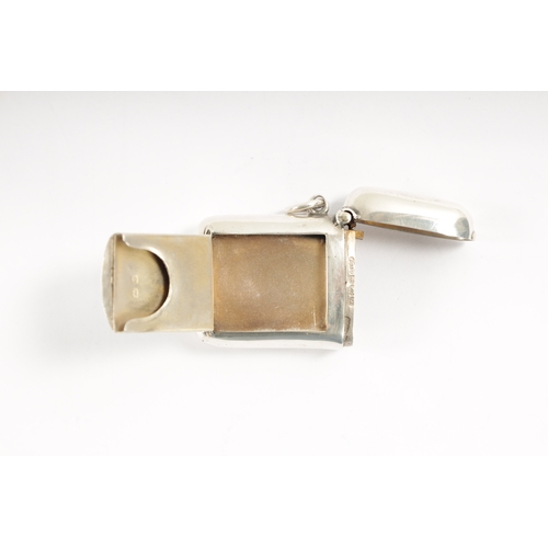 272 - AN EARLY 20TH CENTURY SMALL SILVER COMBINATION VESTA CASE with hinged stamp holder and match box, by... 