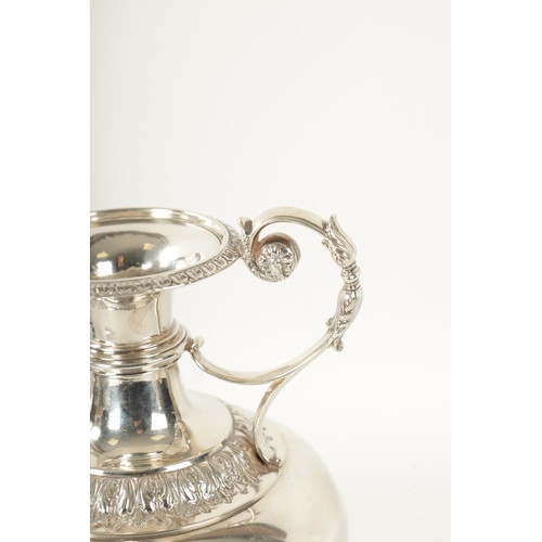 278 - AN EARLY 20TH CENTURY SILVER BULBOUS TWO-HANDLED VASE with leaf cast decoration, by Goldsmiths & Sil... 