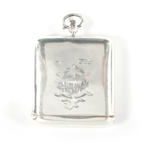 284 - AN UNUSUAL LATE 19TH CENTURY MULTI COMBINATION SILVER VESTA CASE with hinged match holder, stamp hol... 