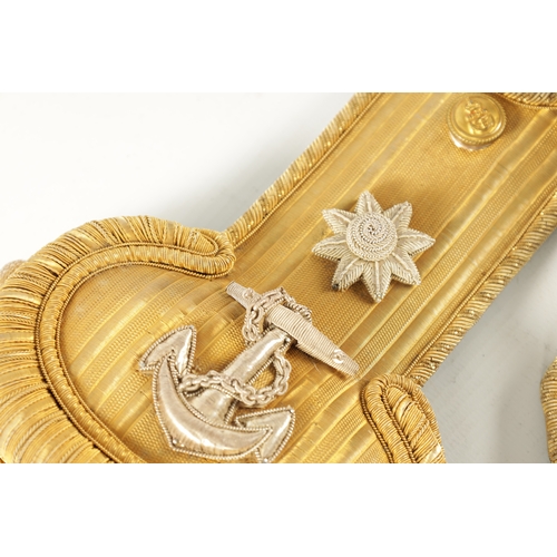 312 - A CASED PAIR OF 19TH CENTURY NAVAL EPAULETTES relating to H.C.B. PIPON. R.N. who fought in the battl... 