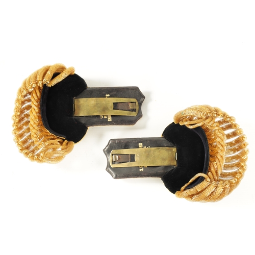 312 - A CASED PAIR OF 19TH CENTURY NAVAL EPAULETTES relating to H.C.B. PIPON. R.N. who fought in the battl... 