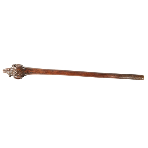 314 - A 19TH CENTURY FIJIAN ROOTWOOD WAR CLUB with panelled chip carved wrigglework handle. (115cm overall... 