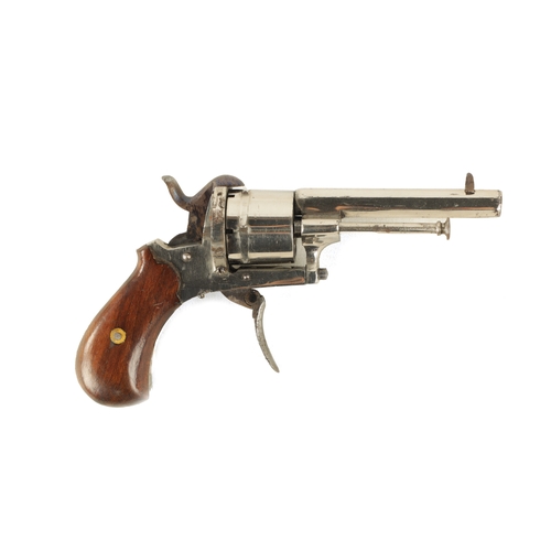 315 - A LATE 19TH CENTURY 7MM DOUBLE ACTION POCKET PISTOL REVOLVER having an octagonal barrel, blued steel... 