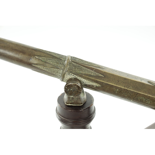 319 - A 17TH / 18TH CENTURY SOUTH EAST ASIAN CAST BRONZE LANTAKA SWIVEL GUN with lozenge shaped decoration... 