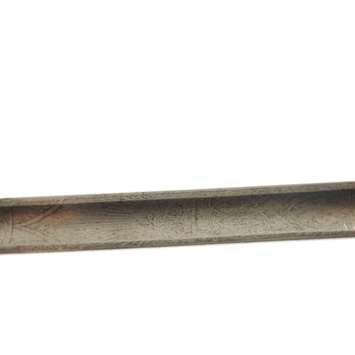 322 - AN EARLY 20TH CENTURY ROYAL ENGINEERS OFFICER'S SWORD with steel blade etched on both sides and sign... 