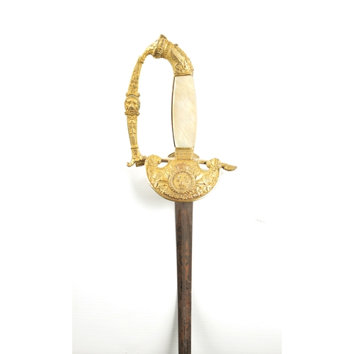 324 - A LATE 19TH CENTURY FRENCH SENIOR COMMISSIONER OF WAR SWORD with finely cast knuckle guard decorated... 