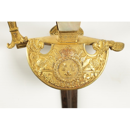 324 - A LATE 19TH CENTURY FRENCH SENIOR COMMISSIONER OF WAR SWORD with finely cast knuckle guard decorated... 