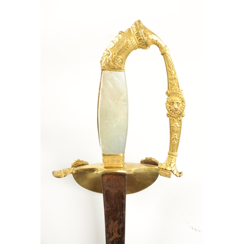 324 - A LATE 19TH CENTURY FRENCH SENIOR COMMISSIONER OF WAR SWORD with finely cast knuckle guard decorated... 