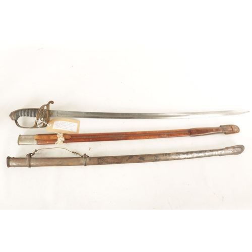 330 - A VICTORIAN 1822 PATTERN INFANTRY OFFICER'S SWORD with slightly curved steel blade etched on both si... 