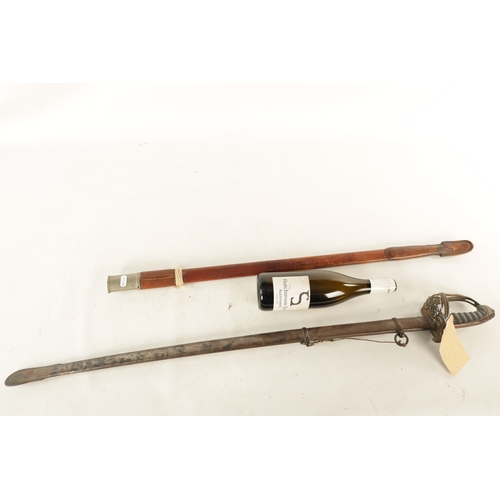 330 - A VICTORIAN 1822 PATTERN INFANTRY OFFICER'S SWORD with slightly curved steel blade etched on both si... 