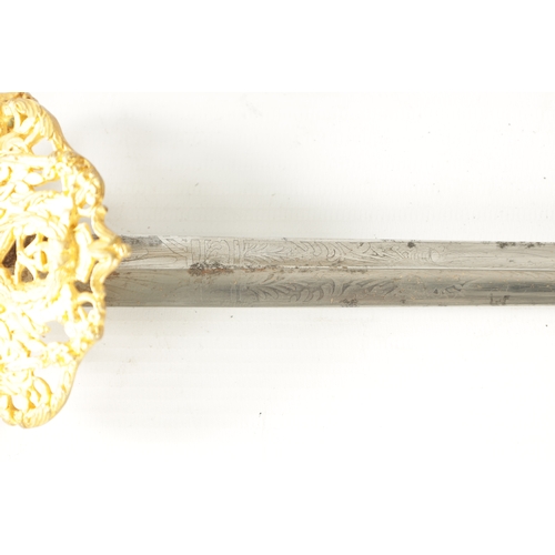 331 - AN EARLY 20TH CENTURY CIVIL SERVANT SWORD POSSIBLY VENEZUELAN with finely cast gilt knuckle guard, h... 