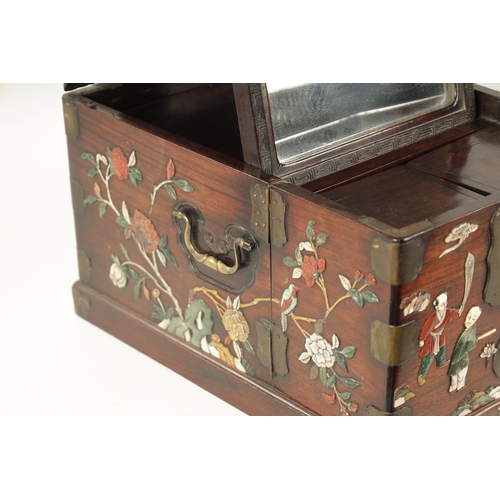 90 - A FINE JAPANESE MEIJI PERIOD INLAID HARDWOOD DRESSING BOX with all over shibayama decoration compris... 