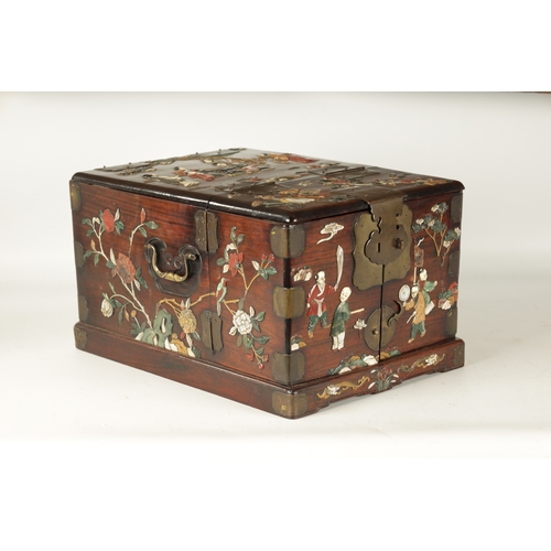 90 - A FINE JAPANESE MEIJI PERIOD INLAID HARDWOOD DRESSING BOX with all over shibayama decoration compris... 