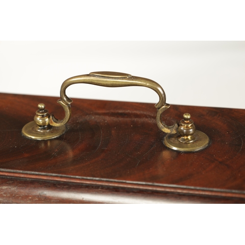 335 - A GOOD GEORGE III FIGURED MAHOGANY CADDY MOULDED TEA CADDY with shaped swan-neck handle to the top r... 