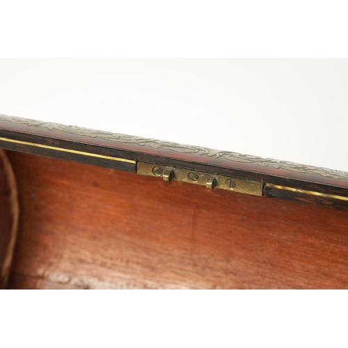 348 - A FINE 19TH CENTURY TORTOISESHELL AND BOULE WORK DOME TOPPED TEA CADDY with scrolled leafwork design... 