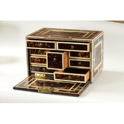 352 - A FINE 17TH CENTURY ANGLO PORTUGUESE TORTOISESHELL AND IVORY PANELLED TABLE CASKET OF LARGE SIZE wit... 