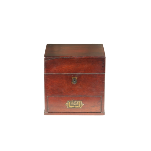 368 - AN 18TH CENTURY MAHOGANY CASED APOTHECARY BOX BEARING LABEL FOR LYNCH & CO. LONDON fitted with glass... 