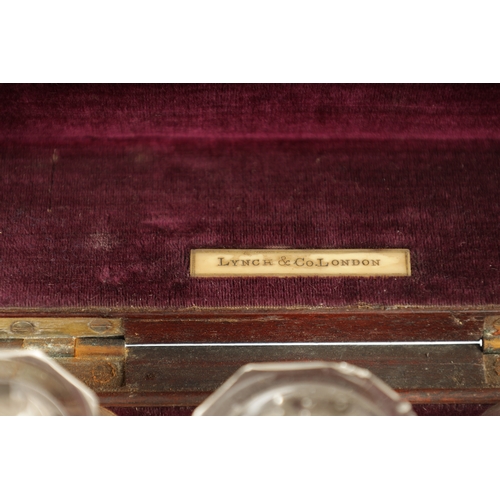 368 - AN 18TH CENTURY MAHOGANY CASED APOTHECARY BOX BEARING LABEL FOR LYNCH & CO. LONDON fitted with glass... 