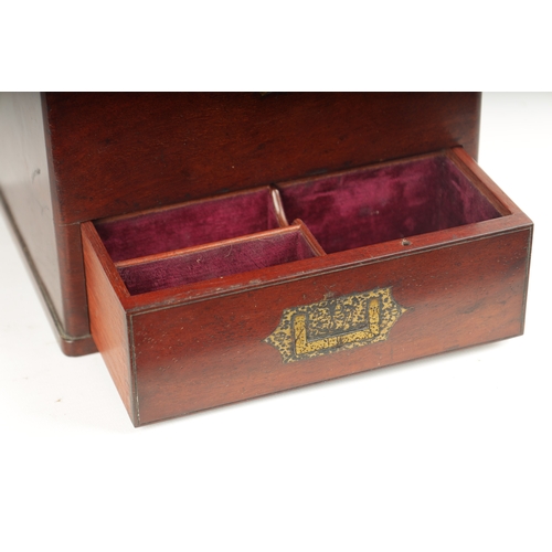 368 - AN 18TH CENTURY MAHOGANY CASED APOTHECARY BOX BEARING LABEL FOR LYNCH & CO. LONDON fitted with glass... 